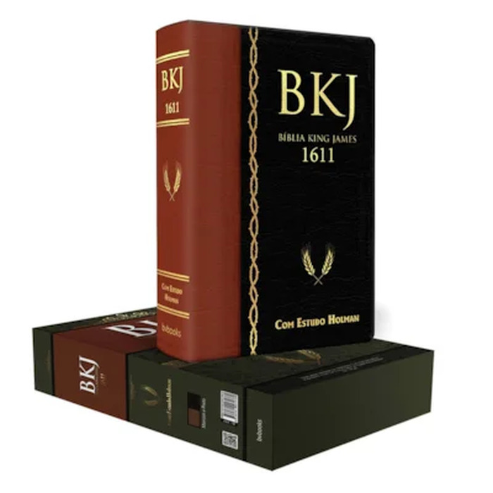 Bíblia King James 1611 Com Estudo Holman BKJ Preta e Marrom